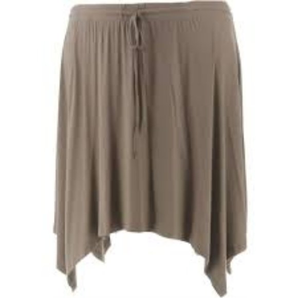 NWT HALSTON HANDKERCHIEF HEM EARTH GREEN SKIRT 2X - Picture 1 of 10